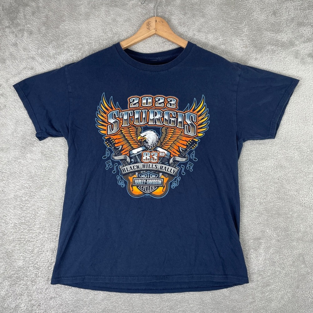 Harley Davidson Sturgis Shirt Mens Medium Blue 2023 Black Hills Rally Logo